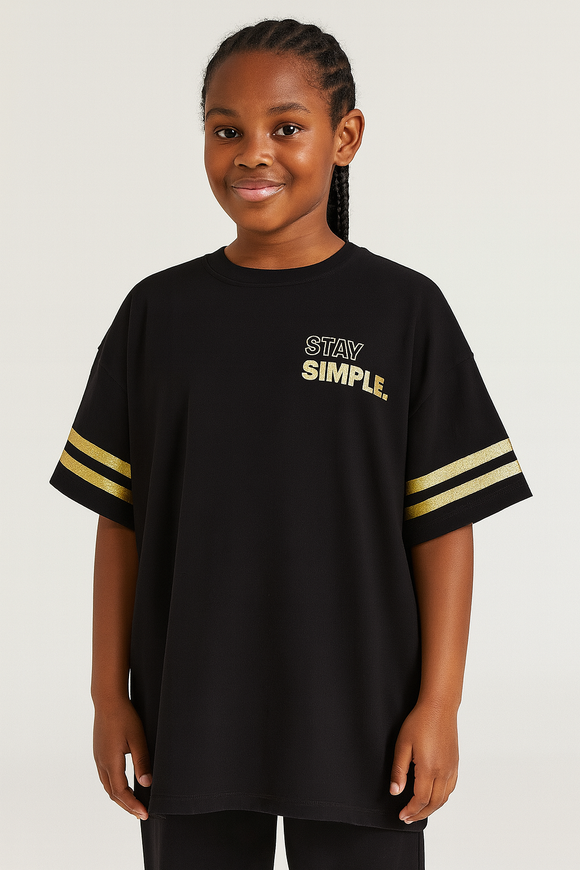 Black  Drop Shoulder T Shirt