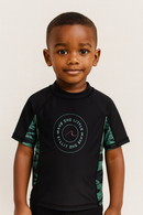 Black Palm Print Rash Guard T Shirt-1