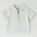 Blue Multi Rib Half Zipper Polo-2