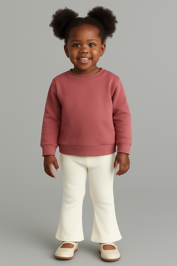 White Rib Flared Leggings White