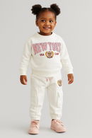 White Newyork Embroidery Casual Set White-1