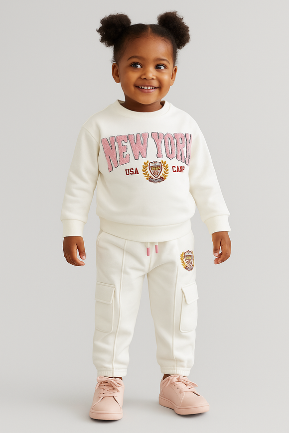 White Newyork Embroidery Casual Set White