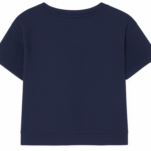 Junior Boys Sage Navy Jaquard T Shirt