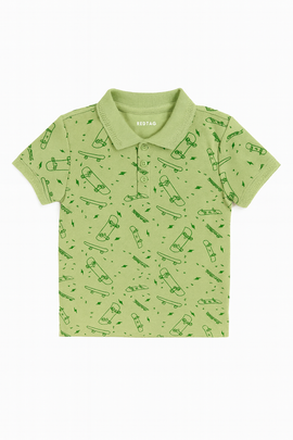 Sage Green Skate Aop Polo - 0