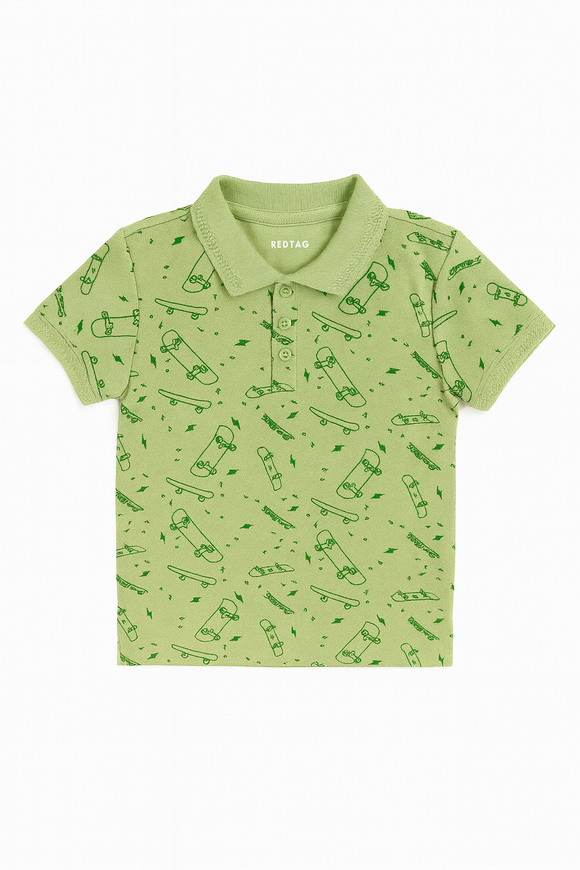 Sage Green Skate Aop Polo