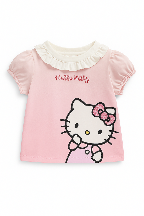 White Hello Kitty Peterpan Collar T Shirt