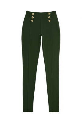 Green Leggings With Buttons - 0