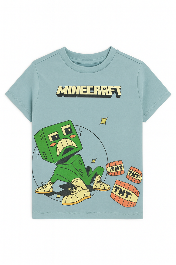 Boys Junior Minecraft Sage Green T Shirt