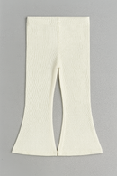 White Rib Flared Leggings White-3