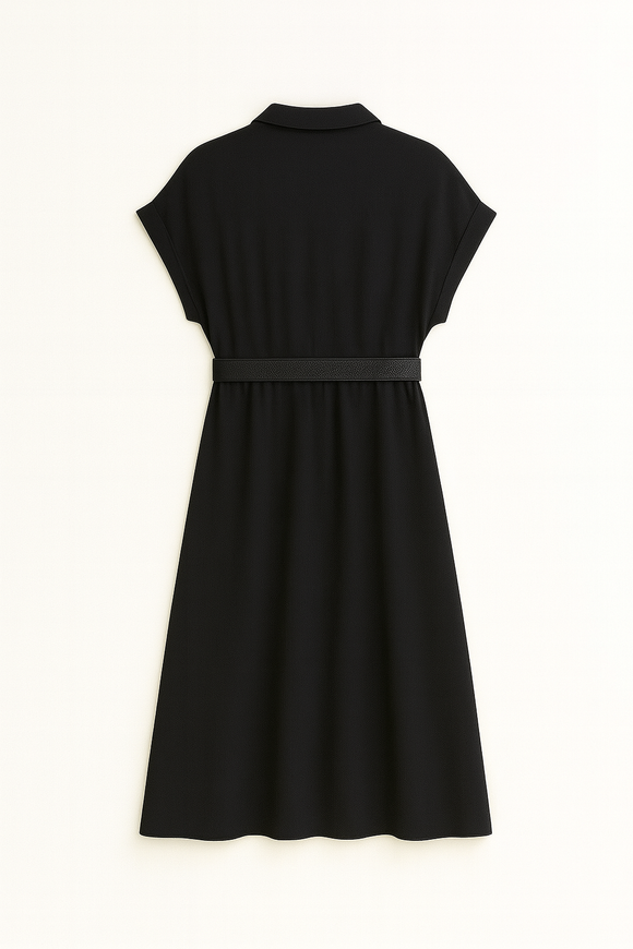 Black Belted Shirt Dress