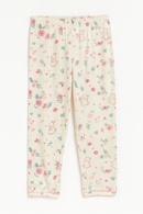 Cream Floral S S Front Placket Shirt Yummy Fabric Pajama Sets Assorted-3