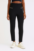 Black Ponti Side Zipper Detail Leggings-1