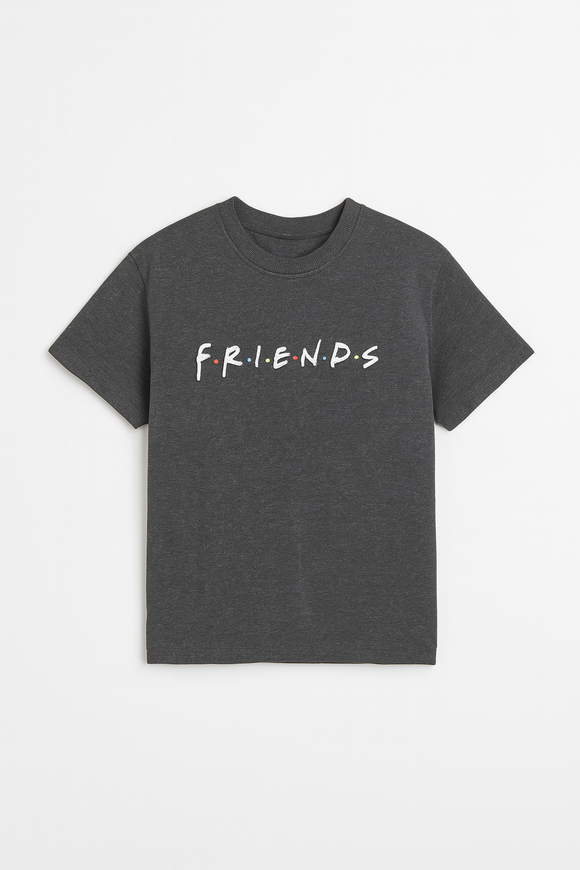 Charcoal Friends Oversized Printed T Shirt