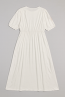 Ivory Embroidered Printed  Short Sleevesdress-3