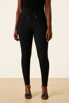 Black Leggingss With Corset Detail