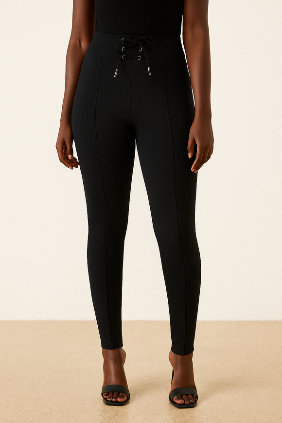 Black Leggingss With Corset Detail