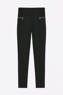 Black Ponti Side Zipper Detail Leggings-2