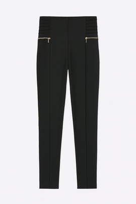 Black Ponti Side Zipper Detail Leggings - 0