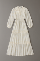 Ivory Frill Detailed Lurex Jacquard Dress-2