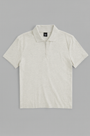 Ottmeal Zip Placket Polo Shirt With Chest Logo Ecru-2