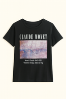 Black Claude Monet Printed T Shirt Black-2