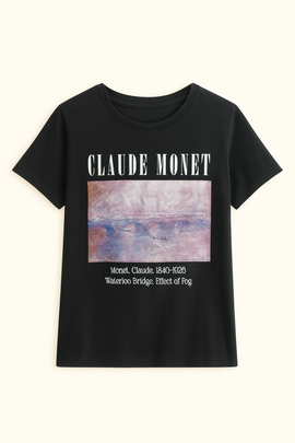 Black Claude Monet Printed T Shirt Black - 0