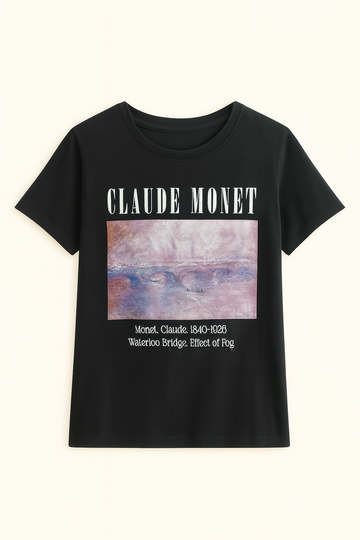 Black Claude Monet Printed T Shirt Black REDTAG
