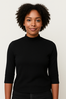 Black Rib Crew Neck T Shirt-1