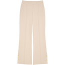 Cream Wide Leg Trousers With Button Detail-2