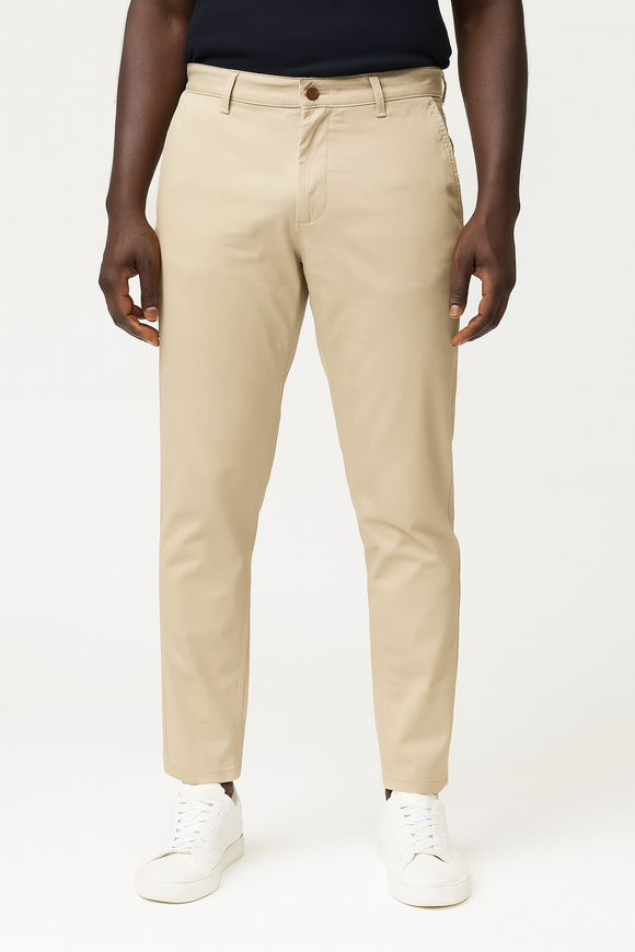 Beige Slim Fit Chino Trousers Beige