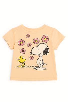 Orange Snoopy Placement Print T Shirt Orange - 0