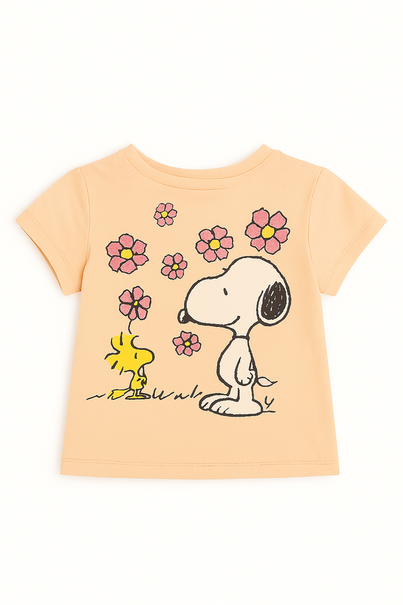 Orange Snoopy Placement Print T Shirt Orange
