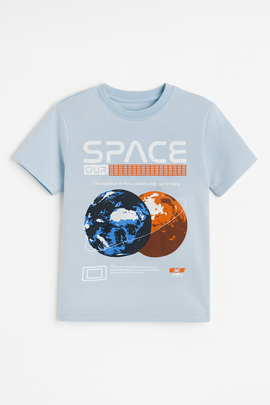 Blue Space T Shirt And Long Pant Pyjama Set - 0