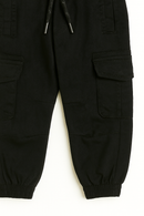 Black Cargo Pocket Ealsticated Waist Jogger Black-3