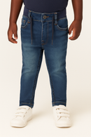 Dark Wash Knitted 5 Pocket  Pullon Jeans.-1