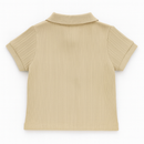 Beige Multi Rib Half Zipper Polo-3