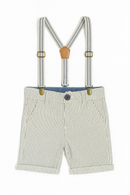 Green  White Stripes Shorts W  Suspender Shorts-3