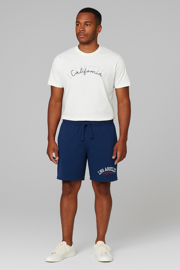 White T Shirt And Pyjama Shorts Set White