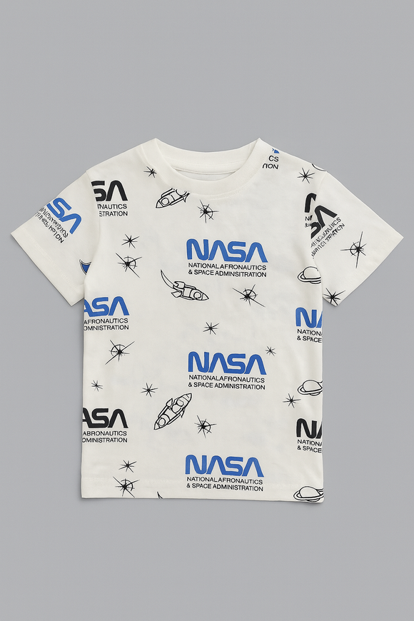 White Nasa Aop Short Sleeve T Shirt