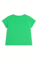 Green Flowers Bloom Placement Print With Sequins Boxy H S T Shirt Green-3