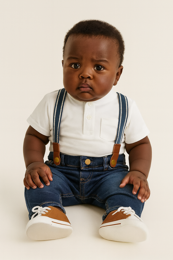 Dark Wash Suspdner Knit Jeans