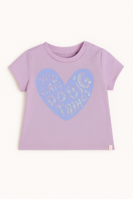 Lilac Heart Placement Print Puff Sleeve Lilac - 0