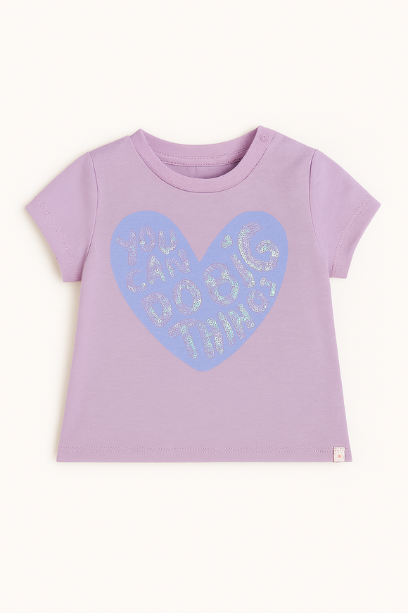 Lilac Heart Placement Print Puff Sleeve Lilac