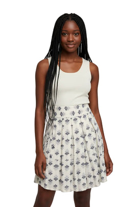 White Blue Floral Box Pleat Skirts Assorted