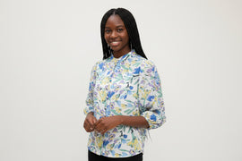 White Floral Front Button Blouse Assorted