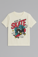 White Born To Skate S S Graphic Tee-2