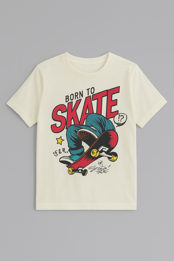 White Born To Skate S S Graphic Tee