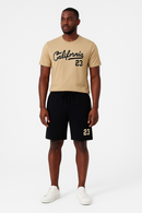 Beige T Shirt And Pyjama Shorts Set Beige-1