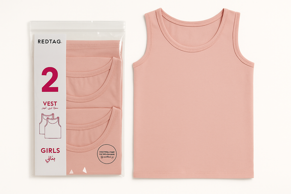 2 Pc Pk Junior Girls One Solid One Printed Color With Laced Vest Pack Assorted