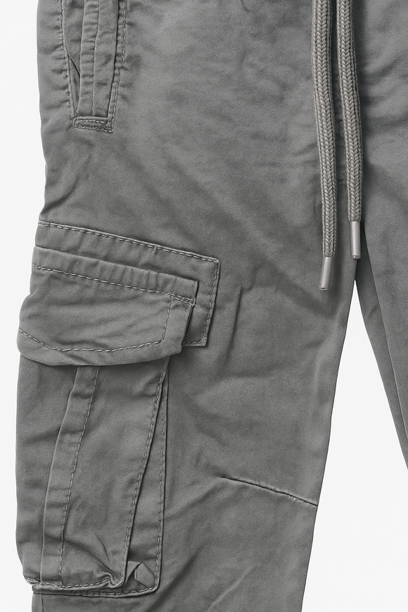 Grey Cargo Pocket Ealsticated Waist Jogger Mid Grey